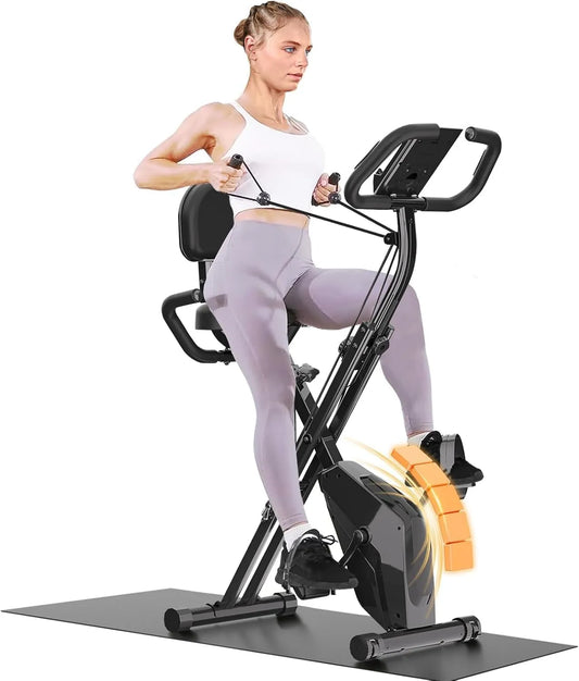 Vélo Dskeuzeew, d'appartement pliable 4 en 1 magnétique, avec écran LCD et capteur de fréquence cardiaque