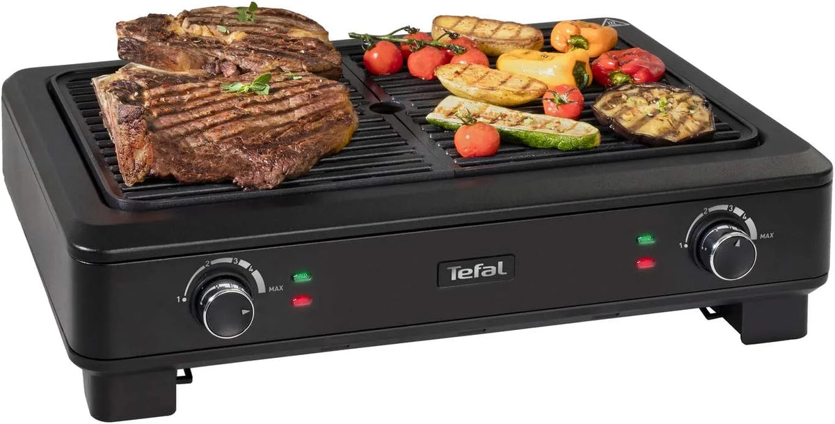 Tefal barbecue TG900812, Electrique d'Intérieur Presque Sans Fumée et Sans Odeur finition noire Taille Unique