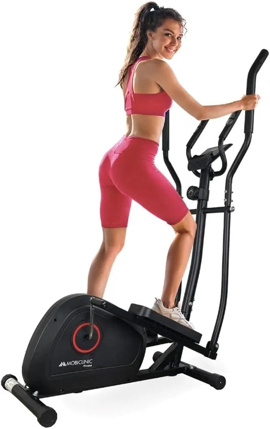 Vélo elliptique 4kgs MobiclinicFitness, Jusqu'à 100 kg, Écran LCD, Poignée rembourrée, Roue, 8 Niveaux de résistance, Modèle Atlas