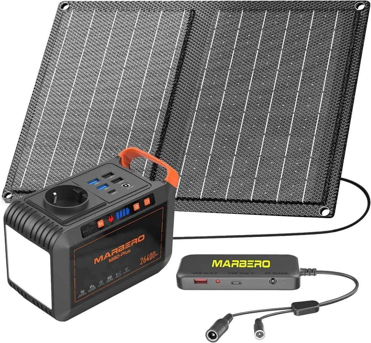 Générateur électrique MARBERO, Banque d'Alimentation avec Prise AC 80W pour Pannes de Courant Dome, Solaire 26,400mAh, Station de Charge Portable