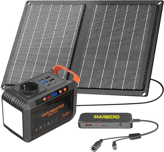 Générateur électrique MARBERO, Banque d'Alimentation avec Prise AC 80W pour Pannes de Courant Dome, Solaire 26,400mAh, Station de Charge Portable