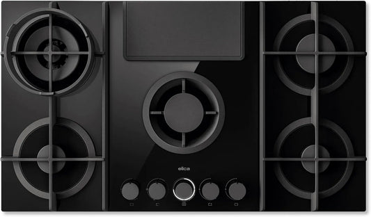 Elica plaque de cuisson PRF0196341, 88, Black, de cuisson à gaz avec hotte aspirante intégrée NIKOLATESLA FLAME EVO BL