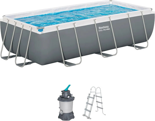 Bestway Steel Pro Max Kit Piscine Hors Sol, 404 cm x 201 cm x 100 cm, finition grise