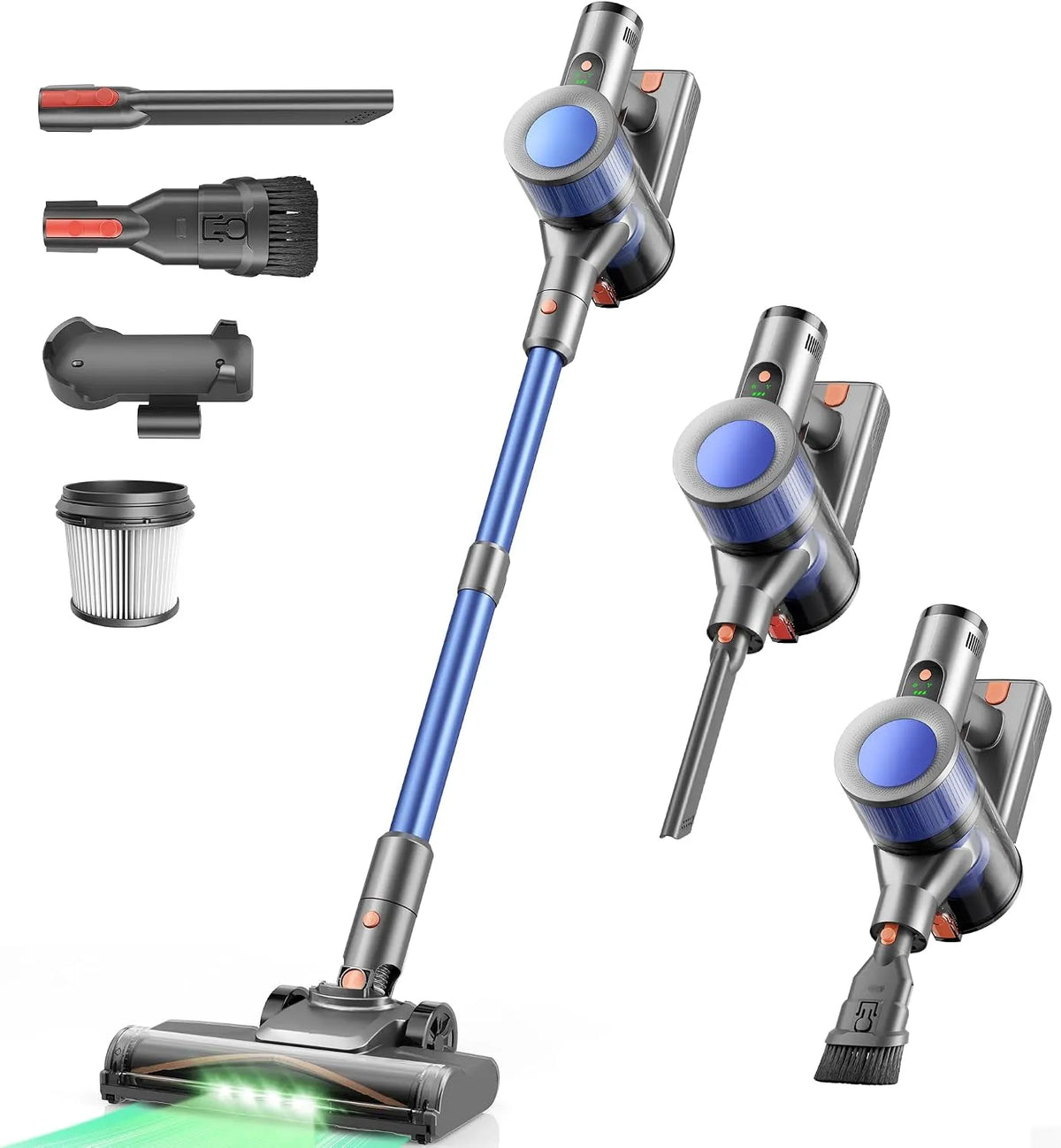 Aspirateur balai 50Mins Dzaki, 3 en 1 Aspirateur sans Fil sans Sac, sans Fil Puissant avec écran LED- 45KPa, Silencieux Léger pour Tapis, Sols Durs