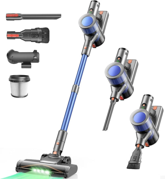 Aspirateur balai 50Mins Dzaki, 3 en 1 Aspirateur sans Fil sans Sac, sans Fil Puissant avec écran LED- 45KPa, Silencieux Léger pour Tapis, Sols Durs