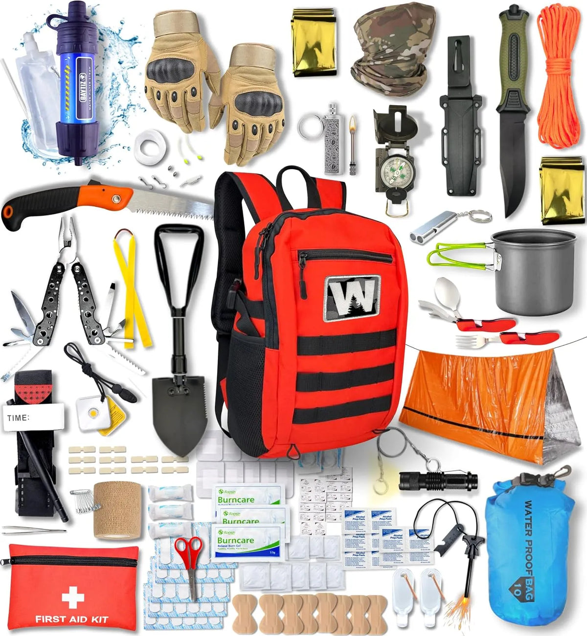 WONCROW Kit, De Survie Complet XXL- Trousse de Secours Randonnée + Couverture de Survie + Allume
