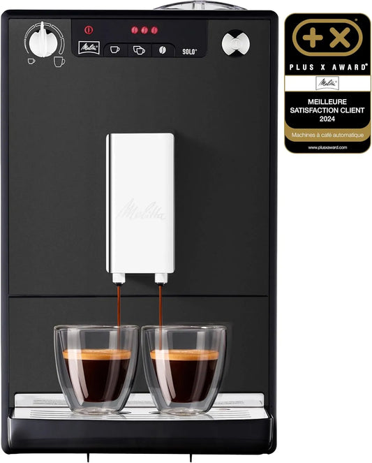 Melitta machine à café E950-544, Solo Noire Mat, Mode 1 à 2 Tasses, puissance 1400W, Affichage LED, Expresso, Automatique