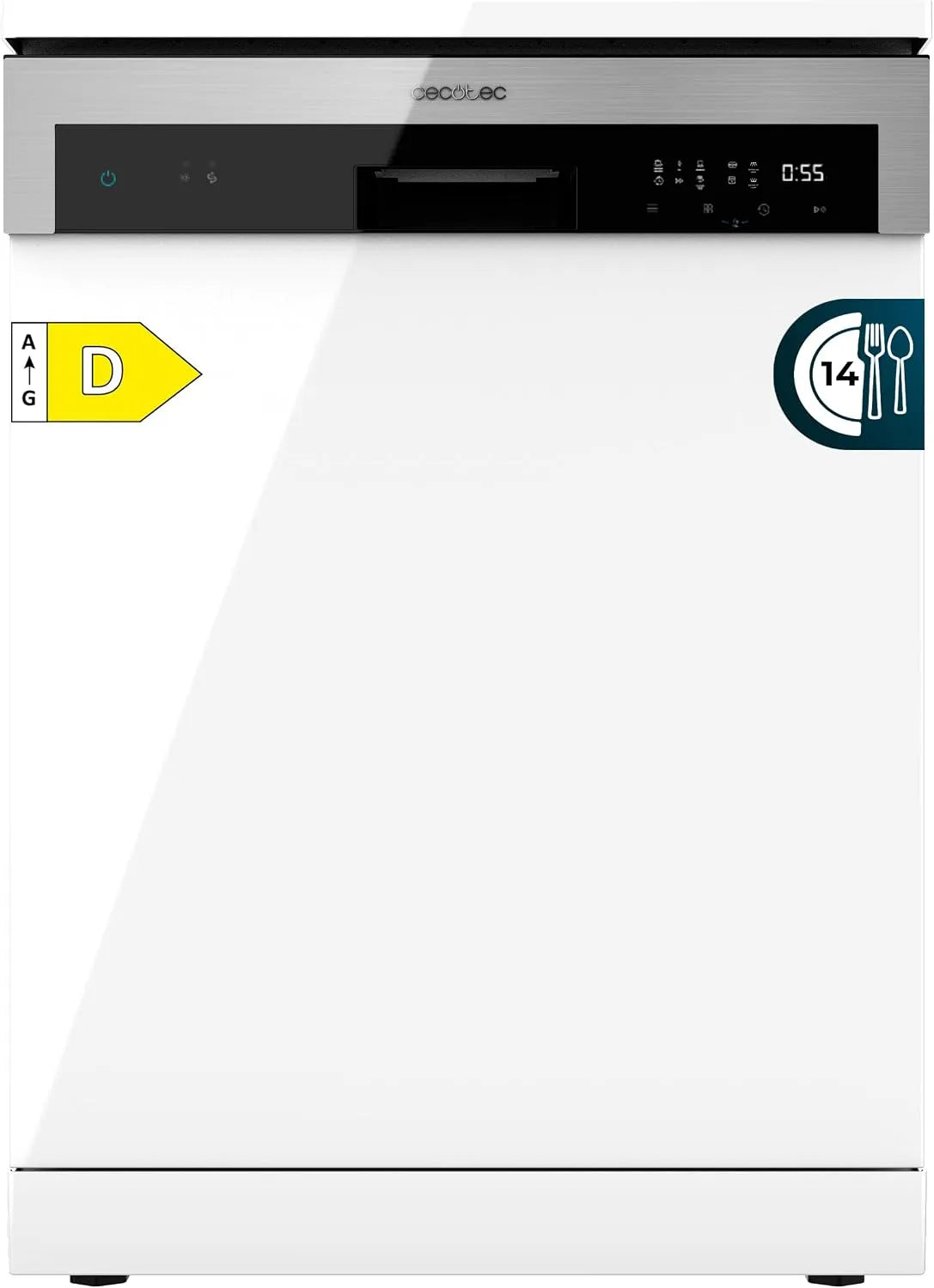 Cecotec lave-vaisselle 6200, puissance 1850 W, 6 programmes, 14 services, Bolero Aguazero D, classe énergétique D, Dual Zone Wash, Demi-charge