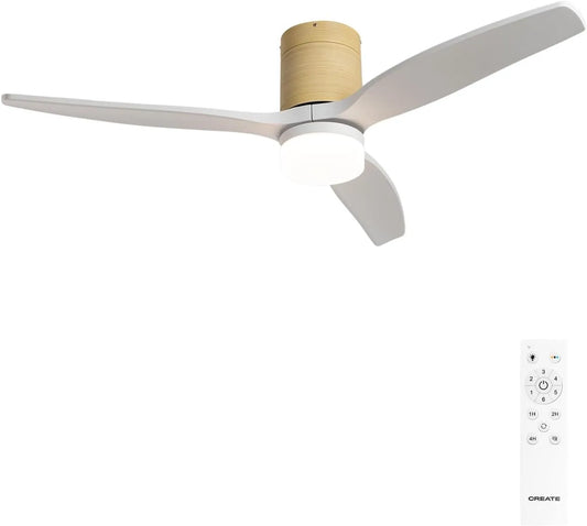 Ventilateur, Ø132 cm, 6 niveaux de vitesse, puissance 40W, 6 niveaux de vitesse, 3 températures de lumière, CREATE, fonction été-hiver, Minutere