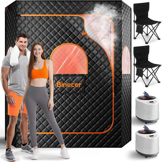 Chaise, Boîte de Sauna au format au format portable pour 2 Personnes, Pliable pour Se Relaxer, finition noire