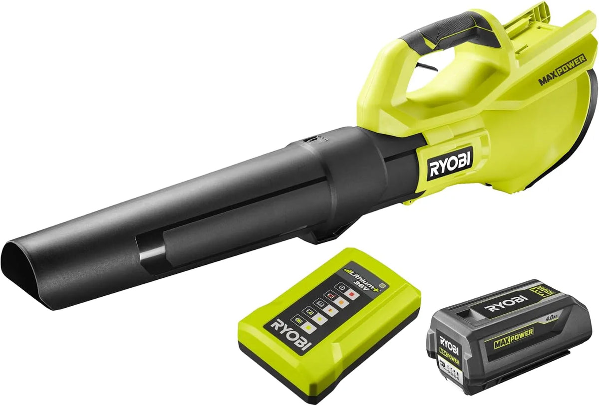 Ryobi souffleur de feuilles RY36BLB-140, Turbo Jet 36V, Soufflerie 193 km/h, Batterie 4,0Ah, Chargeur