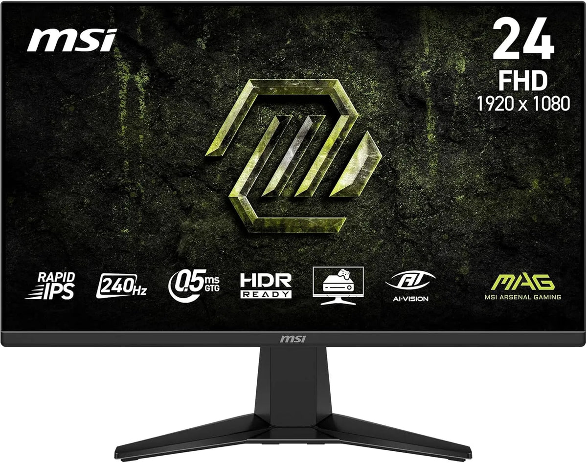 Modèle 2.0b Écran Gaming 24'' FHD 245F X24 IPS 1920 MSI MAG, Dalle Rapid x 1080, 240 Hz, 0,5 ms, DP 1.2a, HDR Ready, AMD FreeSync, AI Vision