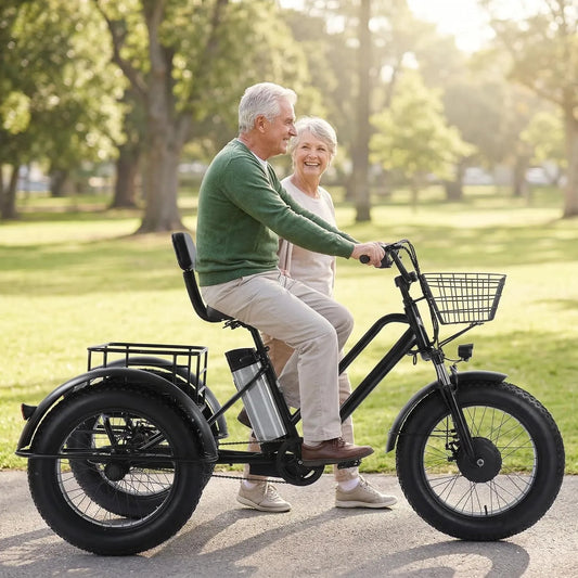 Tricycle électrique V/12, Vélo Cargo électrique à Pneus Larges De 20'', Charge 200 Kg, Batterie Amovible 48 V, 12 Ah, Autonomie 35 Km, Pour Adultes
