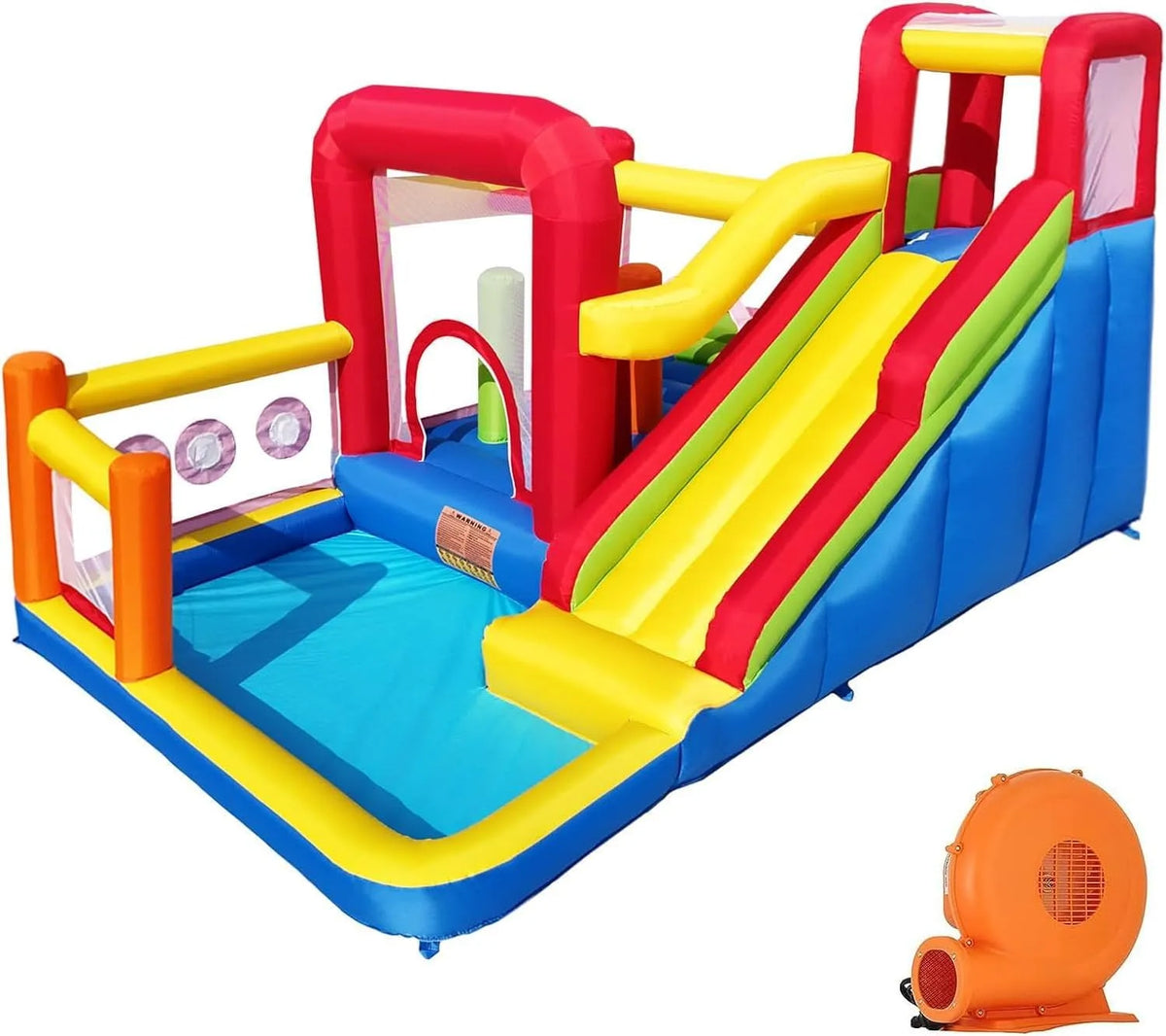 Souffleur de feuilles, Château Gonflable pour Enfants avec, Multifonctionnel, Filet de sécurité, sûr et Durable, pour Toute Saison, extérieure