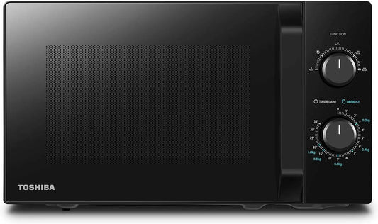 Toshiba four à micro-ondes MW2-MM20P, puissance 700W, éclairage LED à l'intérieur, sur Pied, finition noire, capacité 20L, 5 Niveaux de Puissance, BK