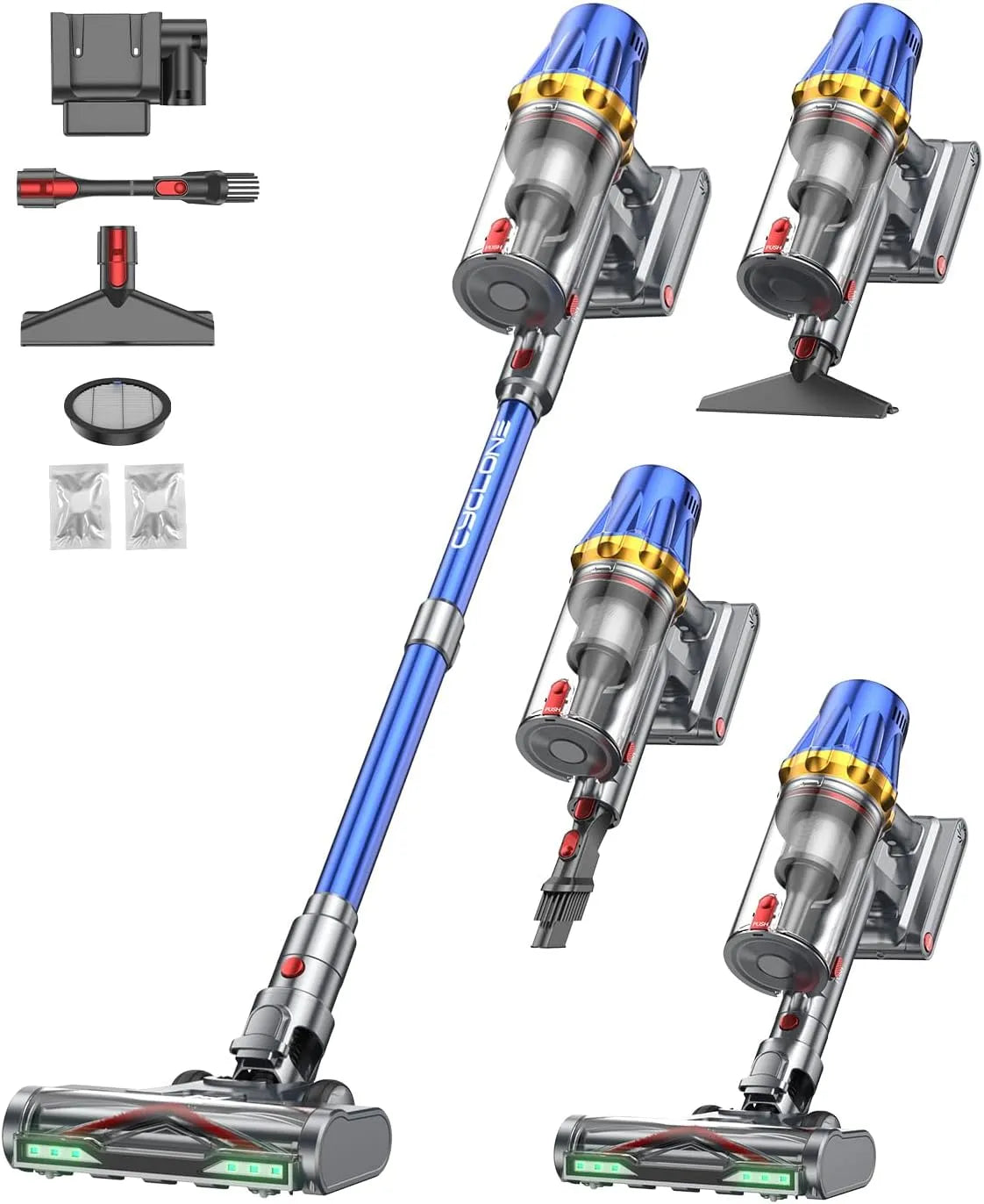Aspirateur balai, H9 sans Fil 58Kpa, 80Min, Autoportant, Tapis, Bleu, Aspirateur sans Fil Puissant, puissance 650W, Écrans Tactiles LED