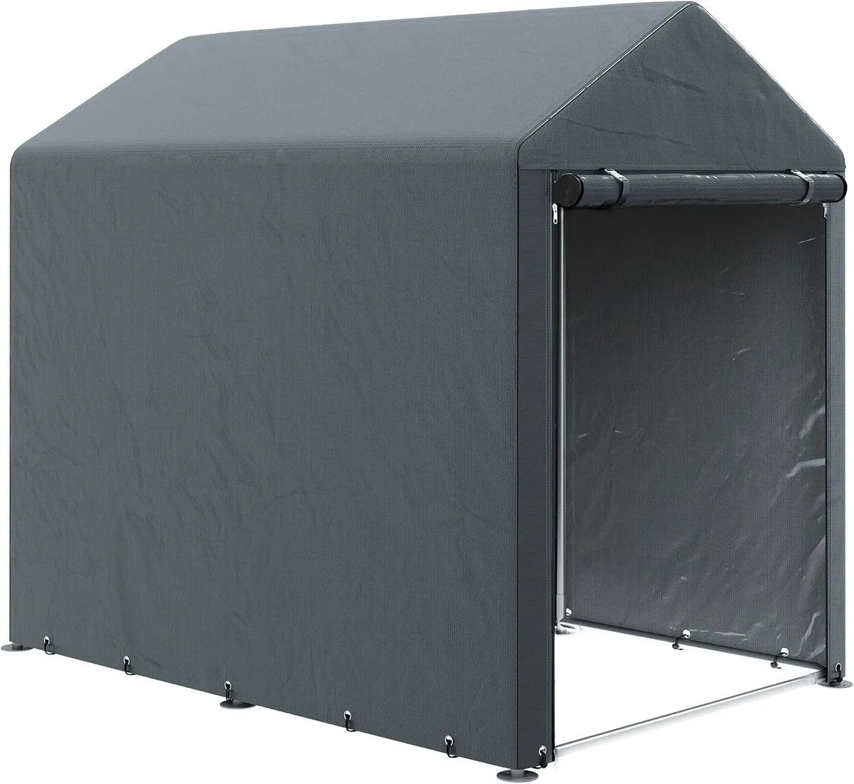 Abri de jardin Outsunny, tente de stockage imperméable abri moto porte enroulable fermeture éclair, 120x179x165cm finition grise foncé