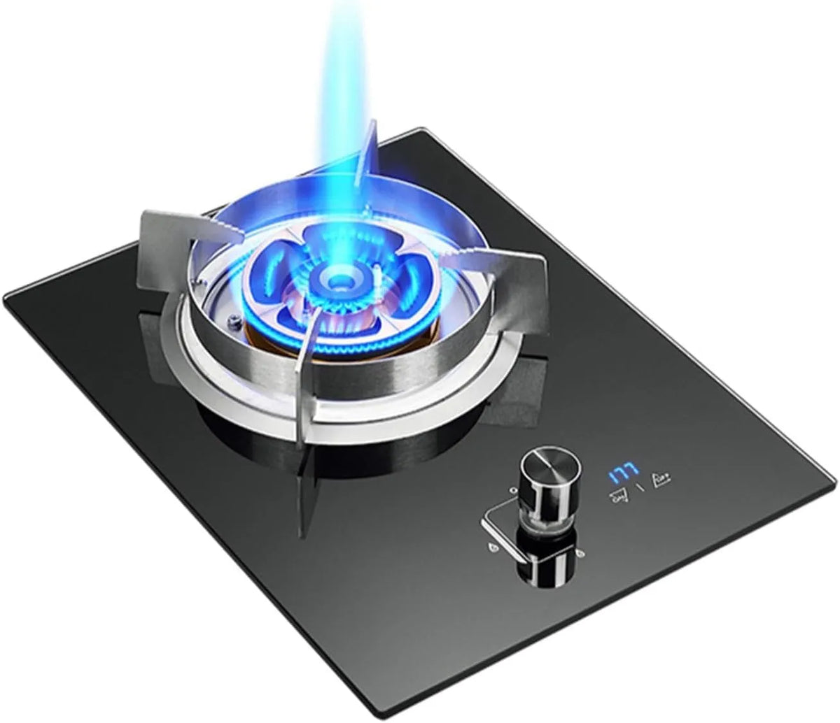 Cuisinière à gaz, avec Protection Contre L'extinction Et Minuterie, Simple 5,2 KW, table Cuisson Autoportante En Verre Trempé, intégrée, NG