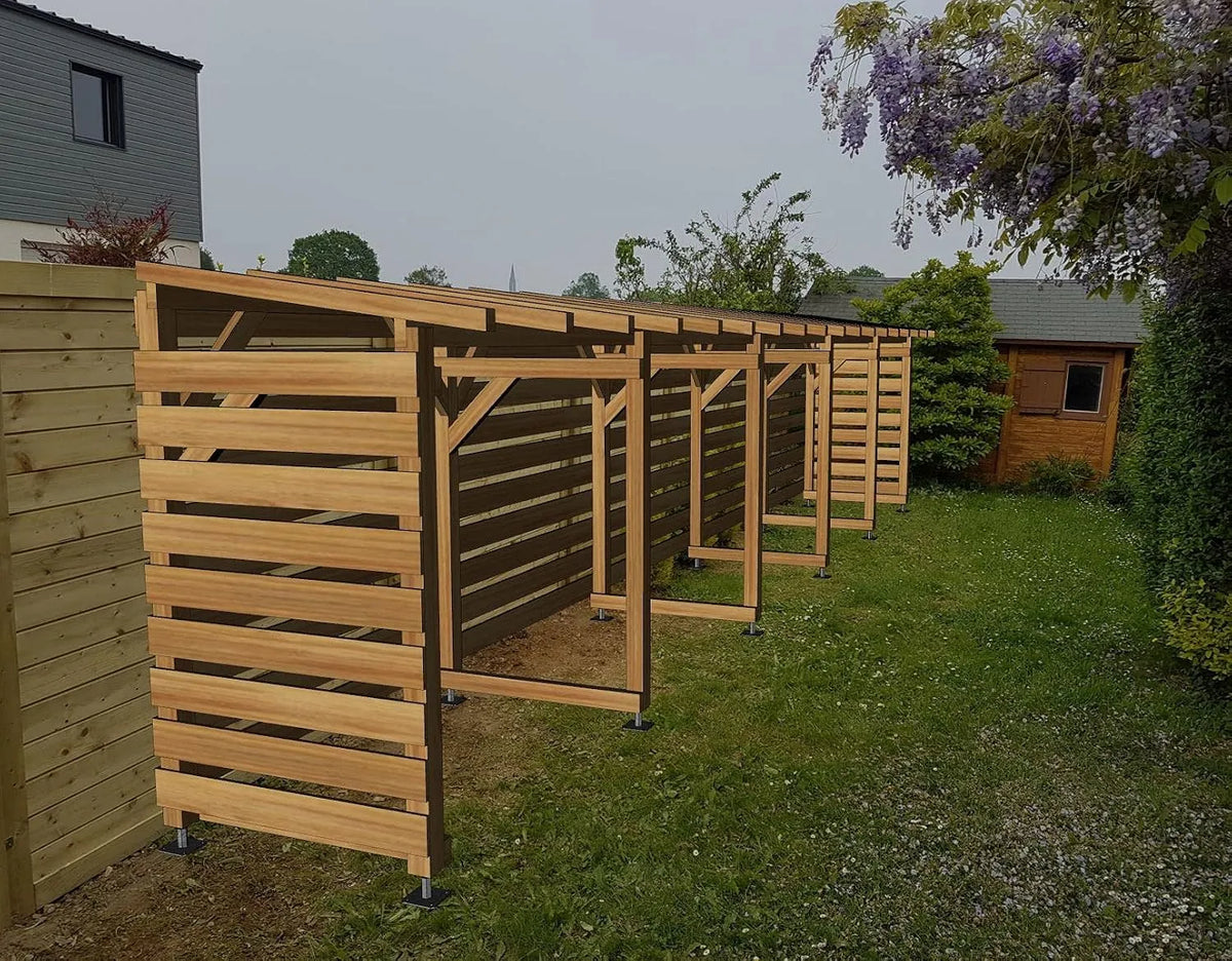 Abri de jardin, en Bois Massif de 10m, Traitement Classe 3, Jardinatoire, Non Couvert et avec Fond