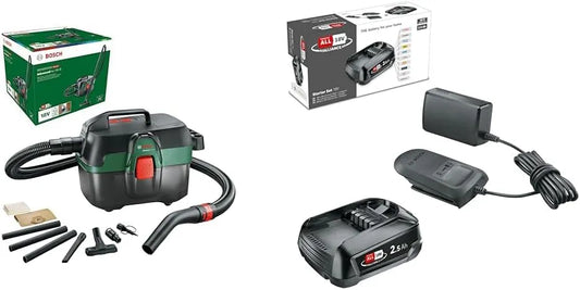 Bosch aspirateur 18V-8, Eau et poussière à Batterie AdvancedVac, système 18 Volts, kit de démarrage 18 V, avec Jeu d'accessoires, dans la boîte