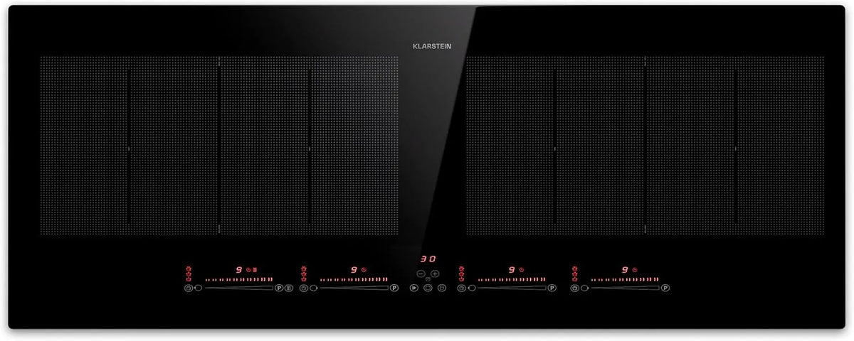 Klarstein plaque de cuisson, de cuisson à induction 4 plaques vitrocéramique 90 cm 7200 W contrôle tactile surchauffe