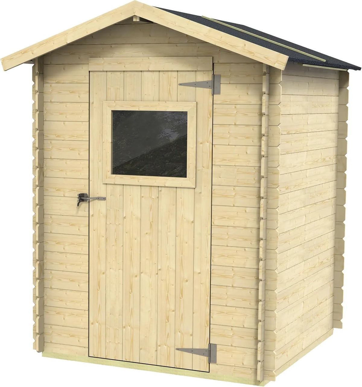 Abri de jardin Bh16 OSB3, Traitement Autoclave, Flavia 146x130 en Bois d'épicéa Naturel 16 mm avec Porte Simple vitrée, Certification PEFC