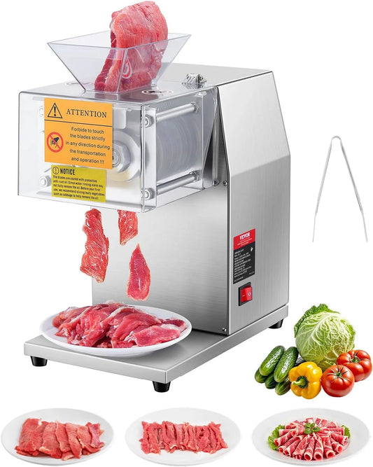Vevor trancheuse, poids 250 kg, à viande commerciale, acier inoxydable, électrique, restaurant, puissance 850 W, épaisseur 5 mm, lames détachables