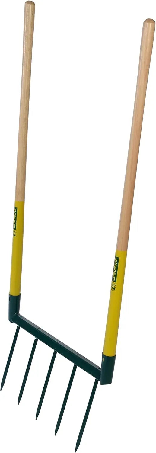 Leborgne, Longueur 40 cm, Biogrif Naturovert Râteau à 5 Dents Soudées, Acier Trempé et Bois, Outil de Jardinage Écologique et Durable