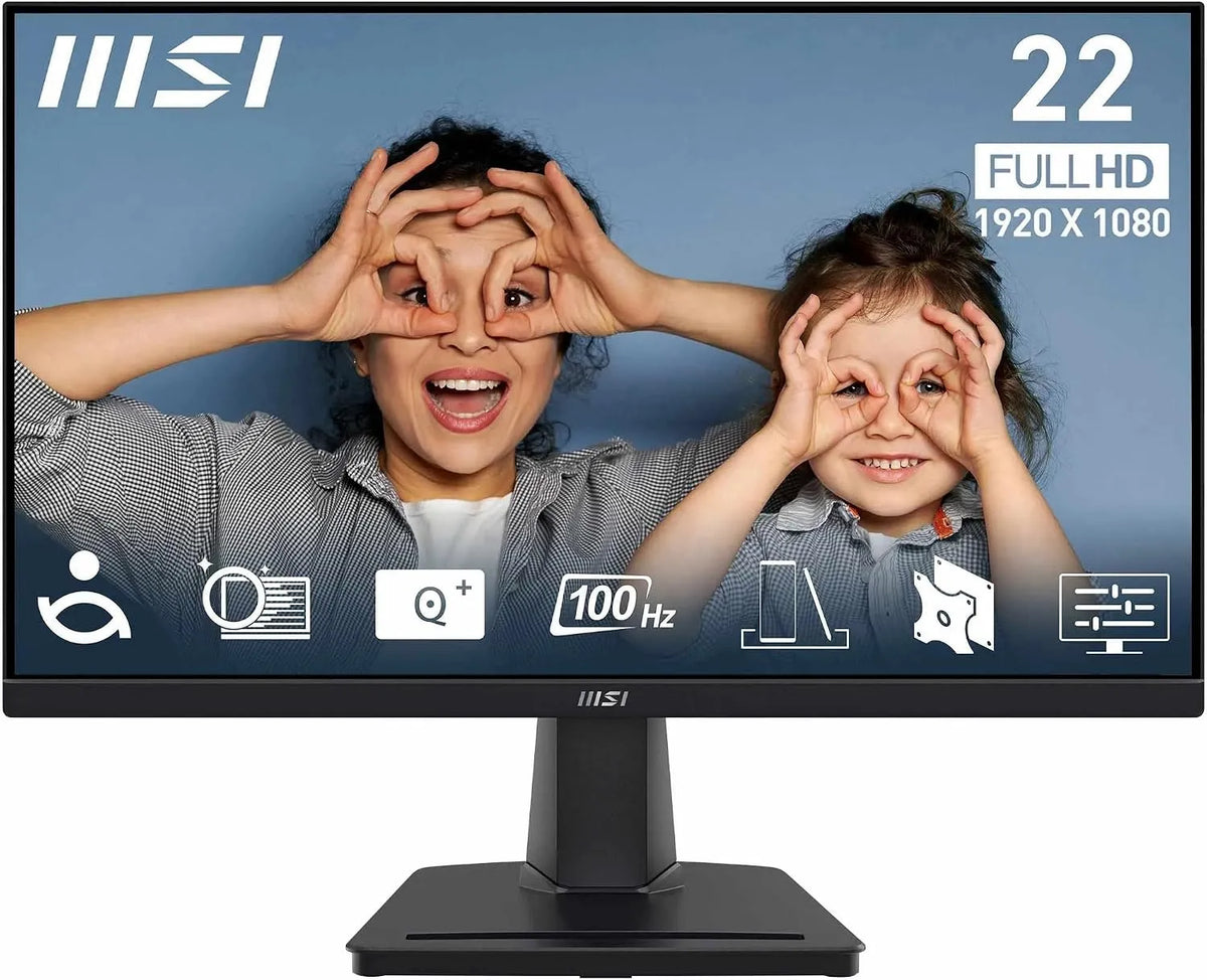 MP225V VA 1920 MSI Pro, Réglable en Inclinaison, Écran bureautique 22'' Full HD- Dalle x 1080, 100 Hz, Respectueux des Yeux, VGA, HDMI