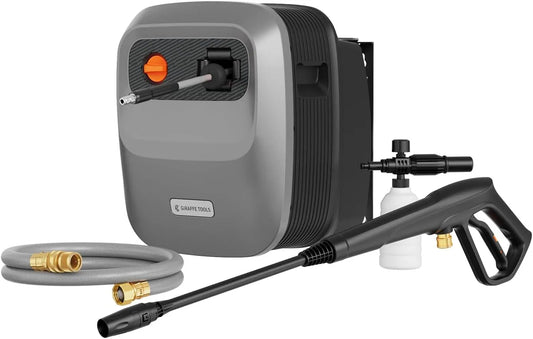 Nettoyeur haute pression Giraffe Tools, max 16,5 MPa, 2,4 GPM, électrique mural avec tuyau rétractable de 20 m, monté