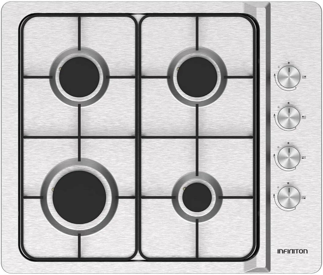 Plaque de cuisson GAS4BNAI INFINITON, largeur 60 cm, 4 feux, de gaz, brûleurs amovibles, arrêt automatique, olocation latérale des commandes