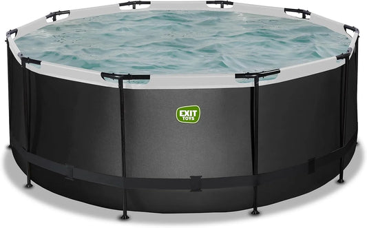 Pompe, EXIT TOYS Piscine Black Leather, Piscine Extra Profonde, Échelle de Piscine Incluse, finition noire, ø360x122cm, Cadre Solide, Design Unique