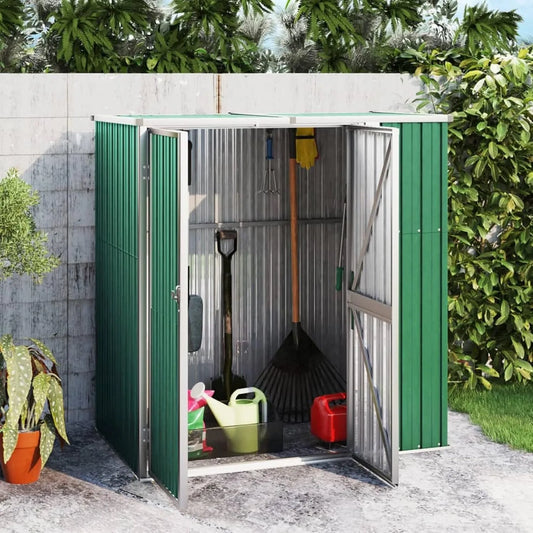 Abri à outils, Vert 161x89x161 cm Acier galvanisé, Armoire de Jardin Remise de Jardin, de Extérieur avec Porte