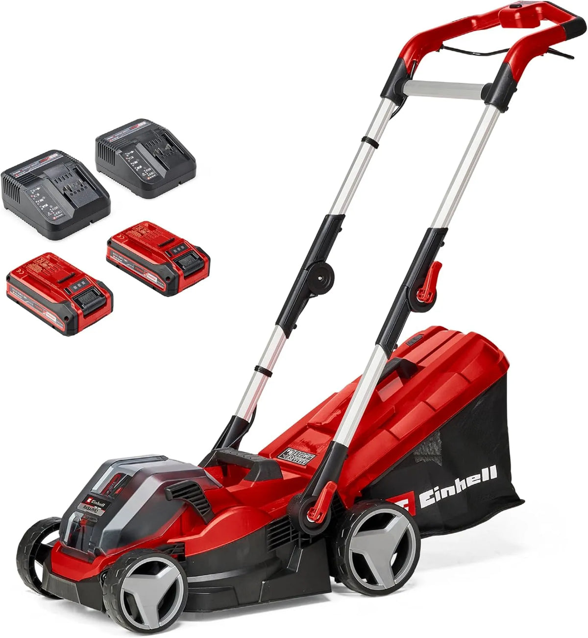 Tondeuse à gazon, tension 36 V, bac collecteur 30 L, Surfaces Jusqu'à 300 m², sans Fil RASARRO 36/34 Kit PXC, Largeur de Coupe 34 cm