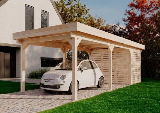 Freya en Bois de la Marque Alpholz Carport Individuel, Rectangle, abri de Voiture, Toit Plat, carports