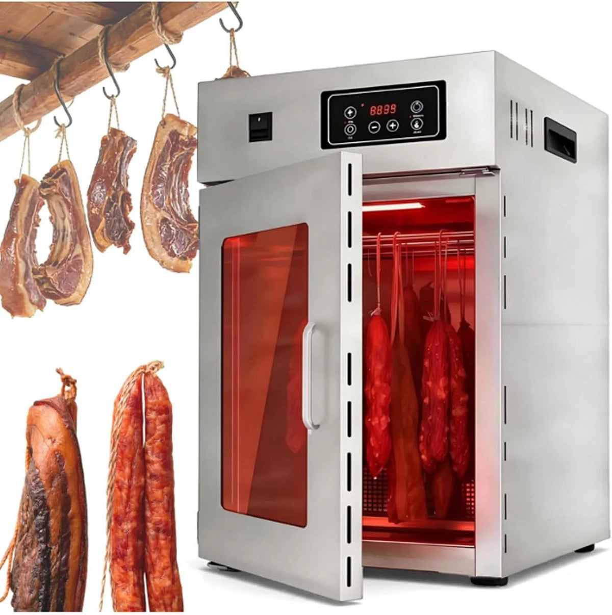 Déshydrateur alimentaire, Armoire de séchage en Acier Inoxydable pour Biltong, Panneau de Commande LED 7.5kg, pour Viande