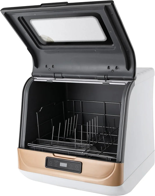 Lave-vaisselle, de table avec 5 programmes et buse de pulvérisation rotative à 360°, de table avec 2 modes de lavage et indicateur LED, Mini 800 W