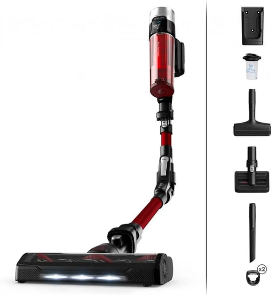Rowenta aspirateur balai RH2079WO, sans fil X-Force Flex Animal Care 9.60 100 AW Rouge et finition noire