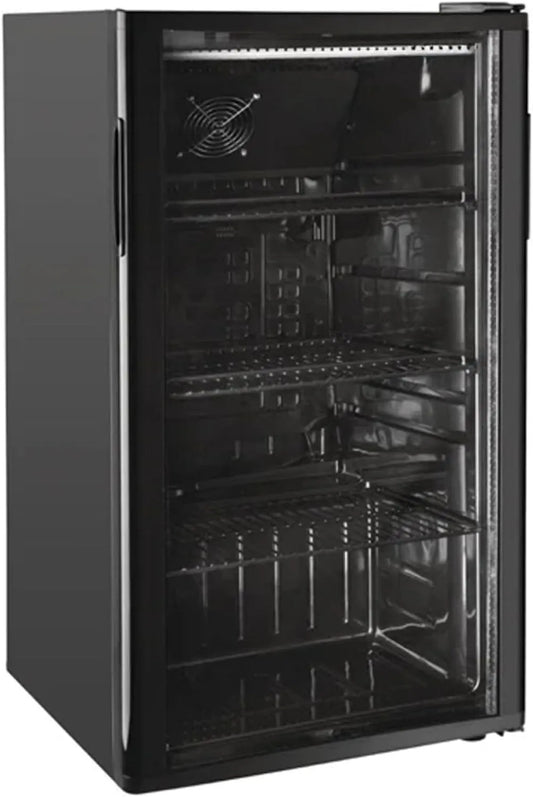 Armoire, à Boissons 72L, Arrière Bar Réfrigéré 1 Porte Vitrée, Température 2-10°C, 3 Grilles Réglables, Compacte et Éclairage Intégré