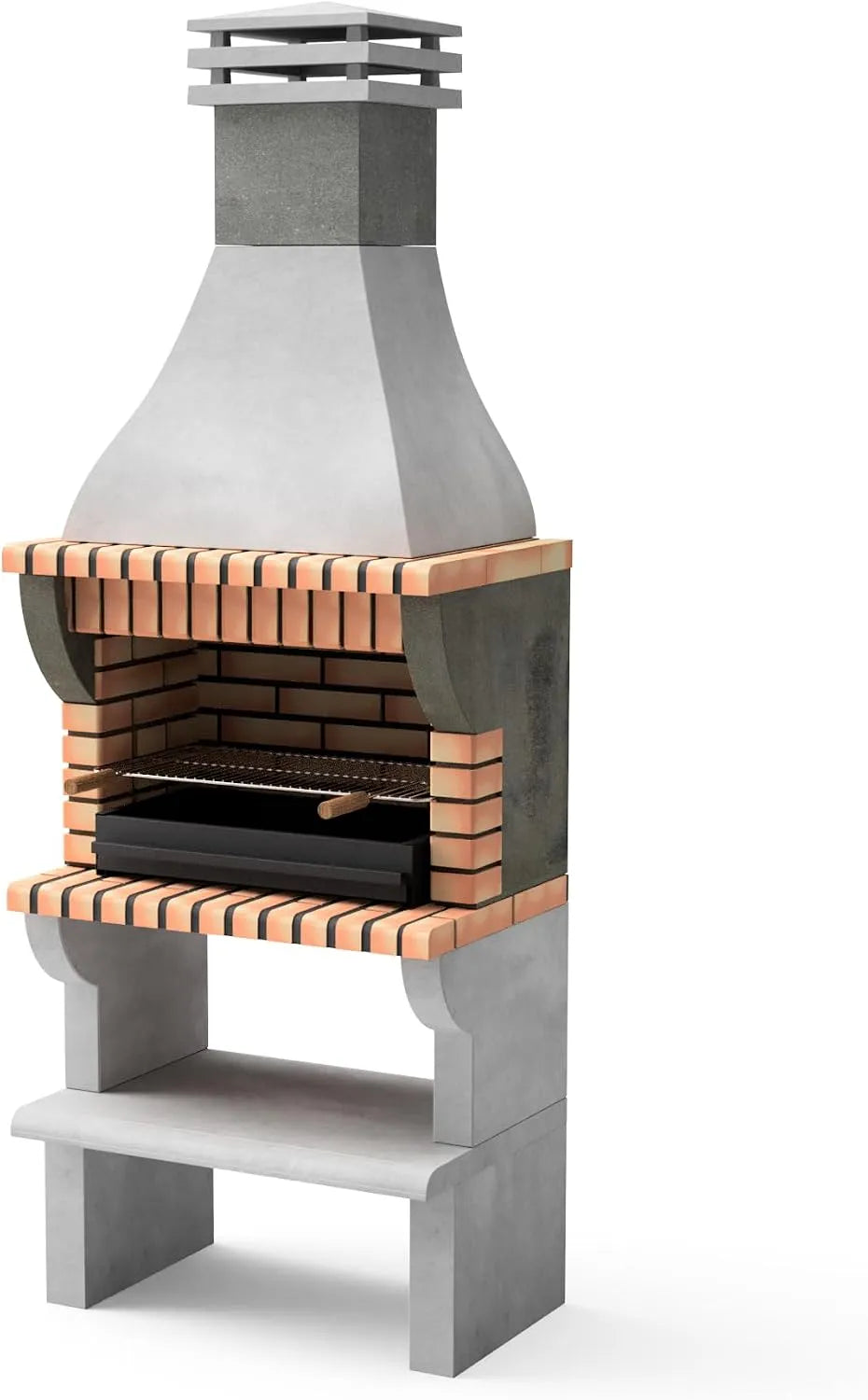 Barbecue MOVELAR, REF: 3531/3, Orange, finition grise, dimensions 86,5 x 58 x 245 cm, Cuisine extérieure avec grille dentelée pour jardin ou terrasse