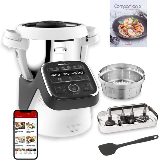 Moulinex modèle, capacité 4,5 L HF80C800, puissance 1550 W, Companion XL Robot cuiseur multifonction, Silencieux, finition grise ardoise