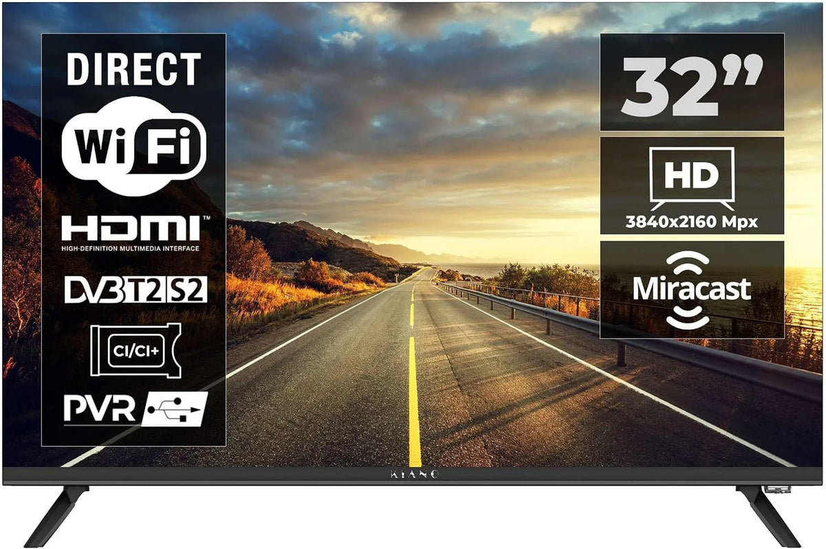 Téléviseur 3840 HDR10 KIANO, Intelligent 43' Elegance, 4K UHD, ×2160, avec, Android 11, Wi-FI, Triple Tuner DVB-T2, S2, Dolby Audio, 2 Ports HDMI
