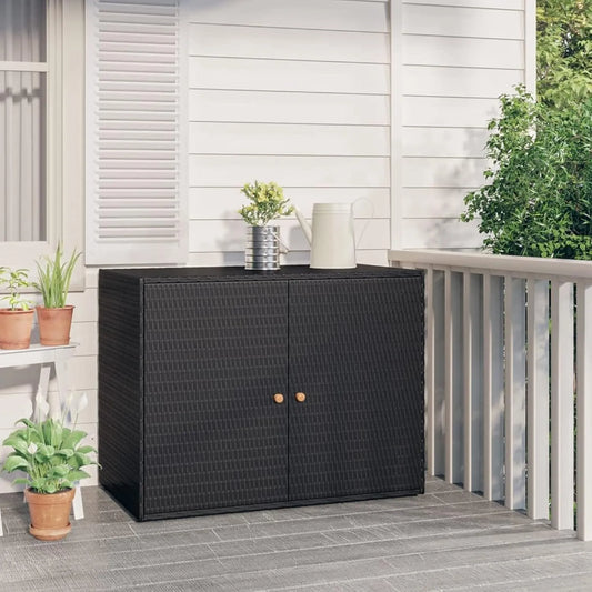 Armoire, Solution de Stockage pour Extérieur, de Rangement Jardin finition noire 100x55,5x80 cm Résine tressée, Balcon