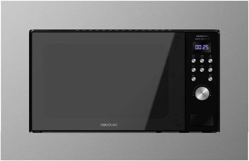 Cecotec four à micro-ondes, puissance 700 W, 9 Fonctions Préconfiguré, Gril, Acier et finition noire, capacité 20 Litres, Minuteur jusqu'à 95 minutes