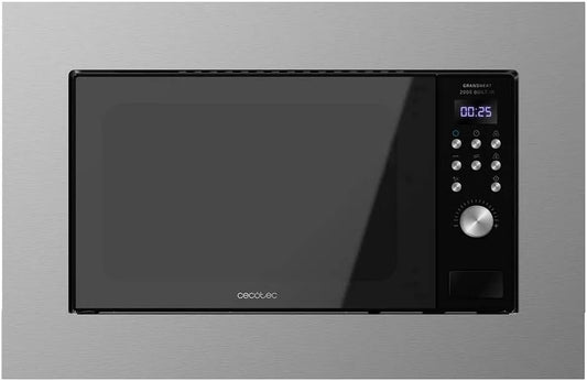 Cecotec four à micro-ondes, puissance 700 W, 9 Fonctions Préconfiguré, Gril, Acier et finition noire, capacité 20 Litres, Minuteur jusqu'à 95 minutes