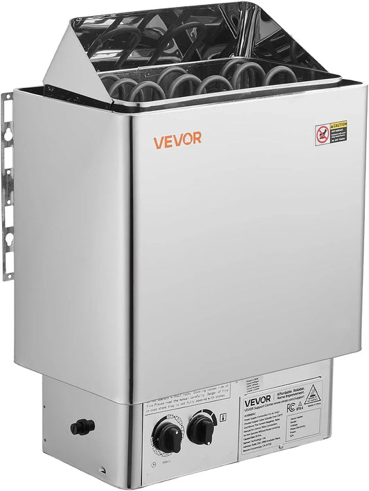 Vevor cuisinière, convient aux saunas de 105 à 210 m³, électrique pour sauna à vapeur sèche avec support pré-percé, puissance 4,5 kW 240 V