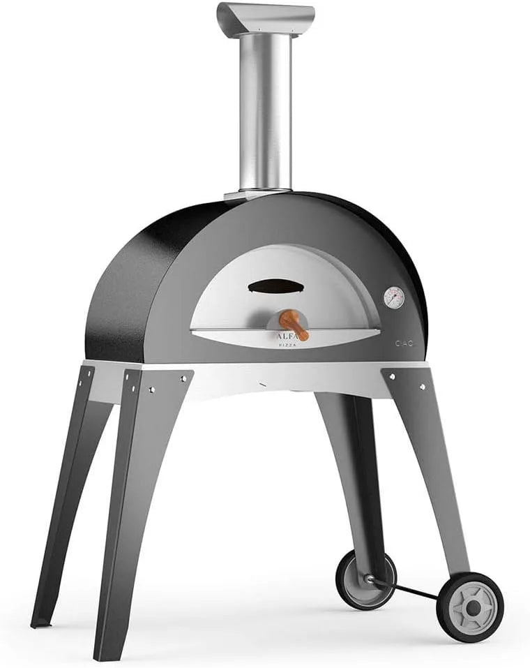 Four, à bois d'extérieur en acier alfa Pizza Ciao m finition grise finition argenté