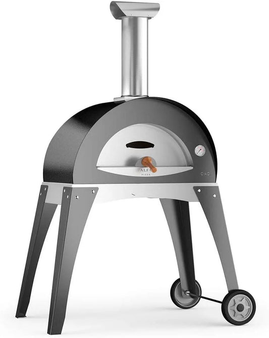 Four, à bois d'extérieur en acier alfa Pizza Ciao m finition grise finition argenté