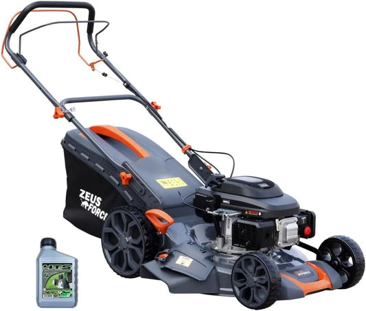 Tondeuse, Thermique 196 cm³ autotractée à Essence, Largeur de Coupe 51 cm, Bac 70L, Hauteurs de Coupe 6 Positions, Fonction Mulching