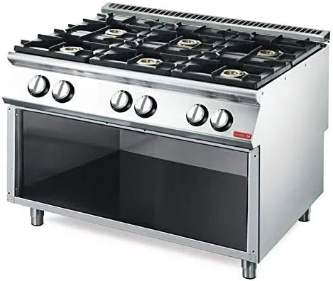 Cuisson 6 brûleurs Piano de, soubassement ouvert, Gastro M